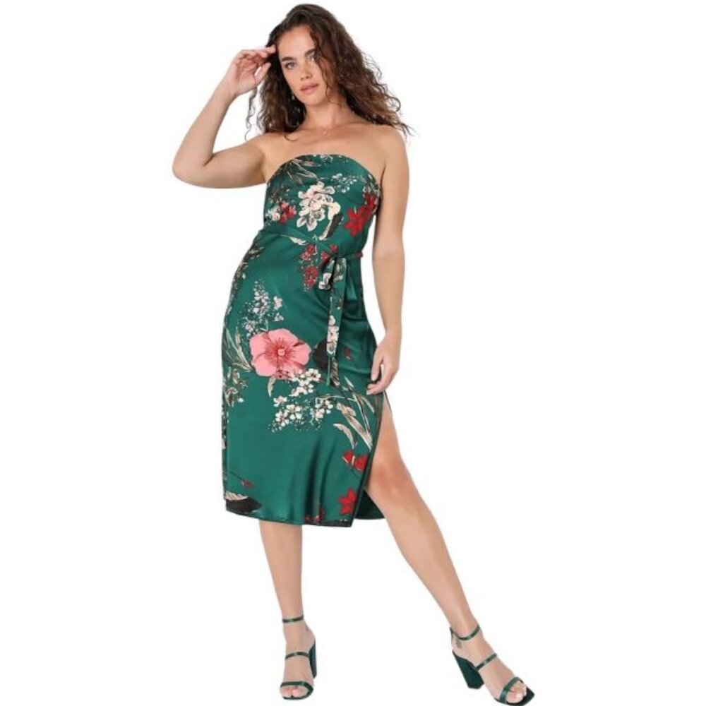 Lulu's Green Floral Midi Dress